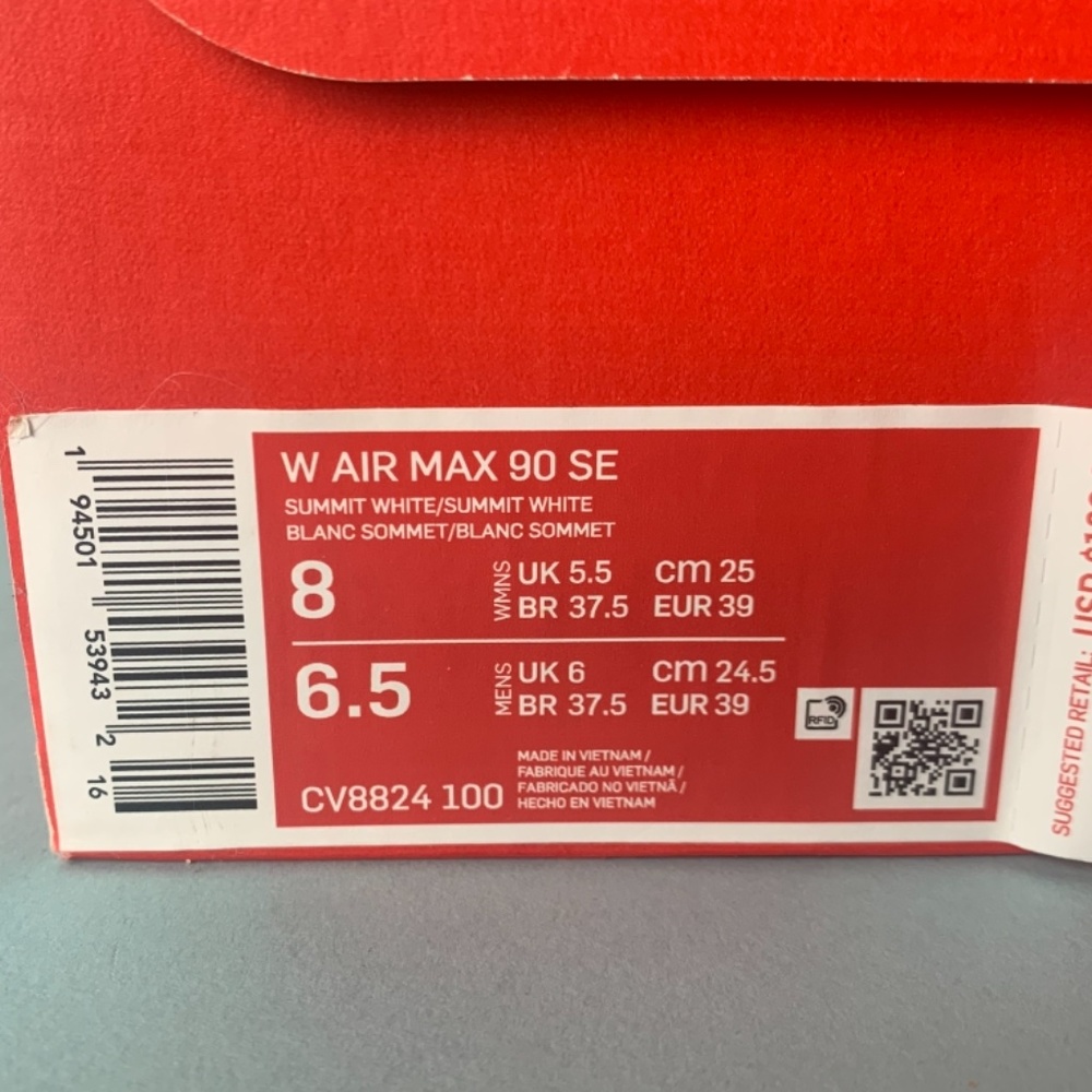 Nike Air Max 90 SE Women's Summit White Size 8 - Picture 2 of 10